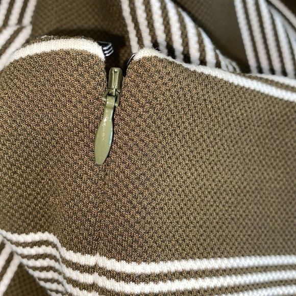 TALBOTS size 12 olive green striped shift dress - Picture 5 of 6